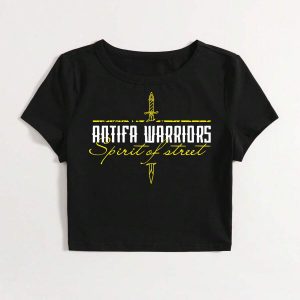 camiseta entallada crop Antifa Warriors